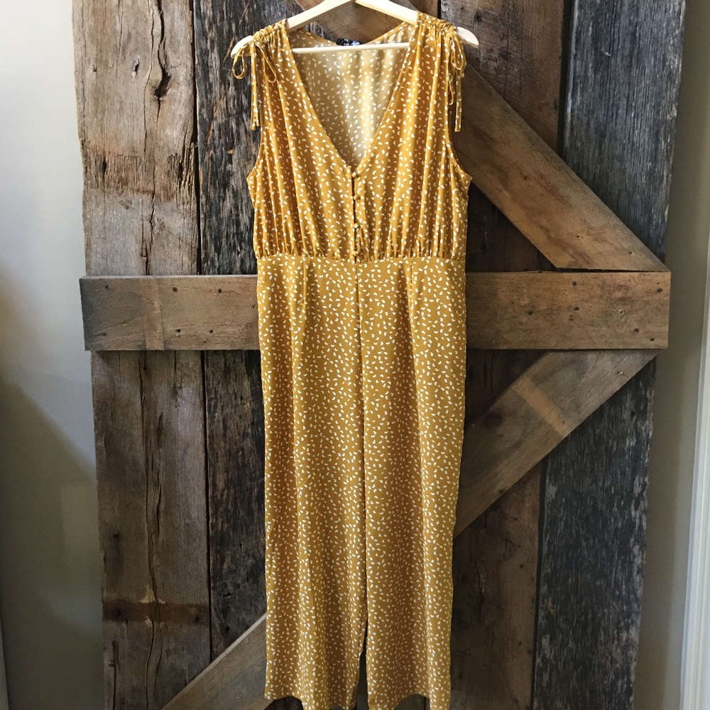 Mustard Shoulder Tie Jumpsuit